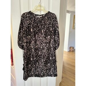 Sun Light‎ Animal Print Dress Tie Detail Long Sleeve Womens Size 2